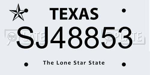 SJ48853 Texas License Plate