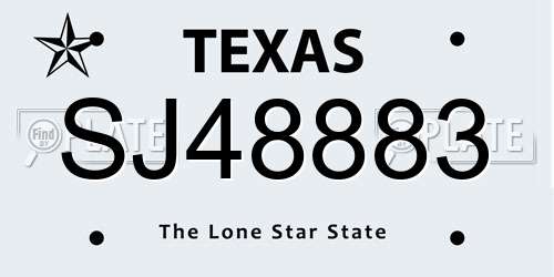 SJ48883 Texas License Plate