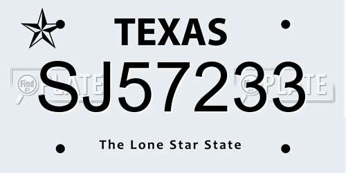 SJ57233 Texas License Plate