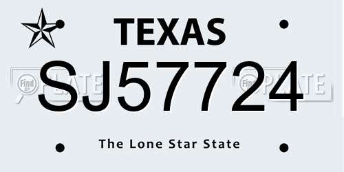 SJ57724 Texas License Plate