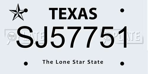SJ57751 Texas License Plate