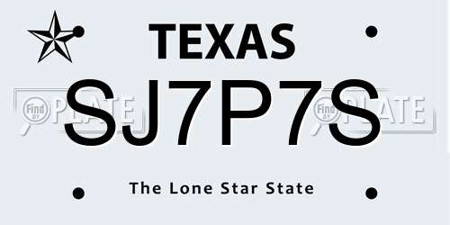 SJ7P7S Texas License Plate