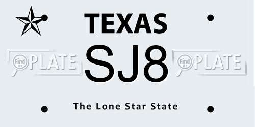 SJ8 Texas License Plate