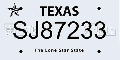 SJ87233 Texas License Plate