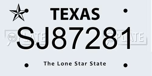 SJ87281 Texas License Plate