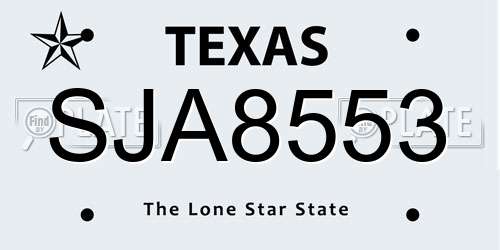 SJA8553 Texas License Plate
