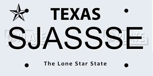 SJASSSE Texas License Plate