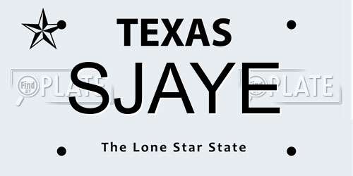 SJAYE Texas License Plate