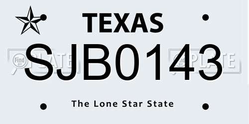 SJB0143 Texas License Plate