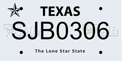 SJB0306 Texas License Plate