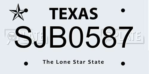 SJB0587 Texas License Plate
