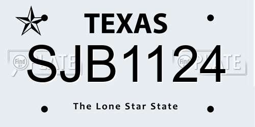 SJB1124 Texas License Plate