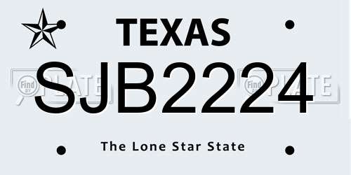 SJB2224 Texas License Plate