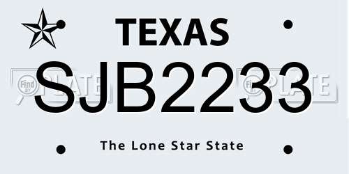 SJB2233 Texas License Plate