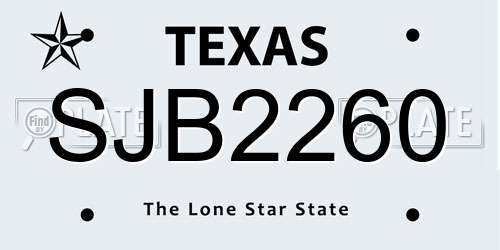 SJB2260 Texas License Plate