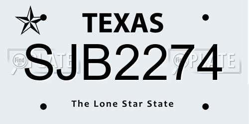 SJB2274 Texas License Plate