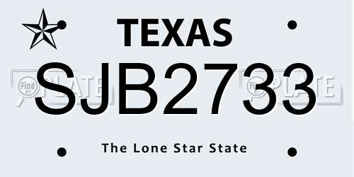 SJB2733 Texas License Plate