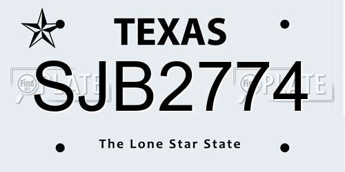 SJB2774 Texas License Plate