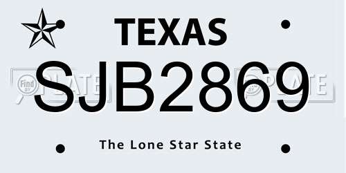 SJB2869 Texas License Plate