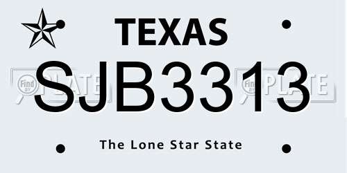 SJB3313 Texas License Plate