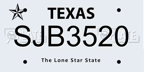 SJB3520 Texas License Plate