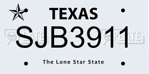 SJB3911 Texas License Plate