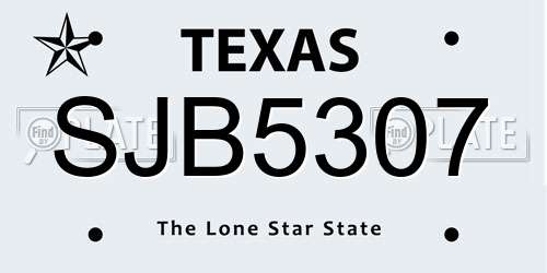 SJB5307 Texas License Plate
