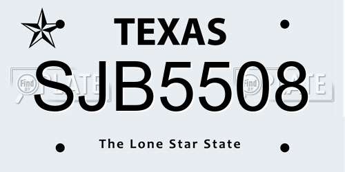 SJB5508 Texas License Plate
