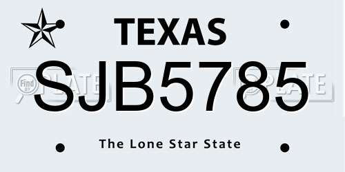 SJB5785 Texas License Plate