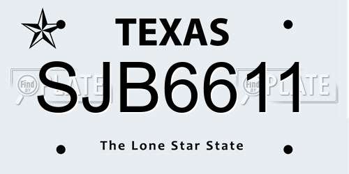 SJB6611 Texas License Plate