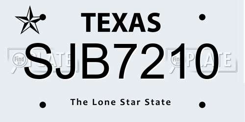 SJB7210 Texas License Plate