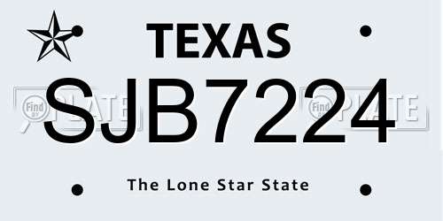 SJB7224 Texas License Plate