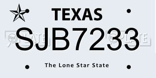 SJB7233 Texas License Plate