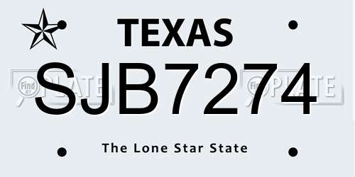 SJB7274 Texas License Plate