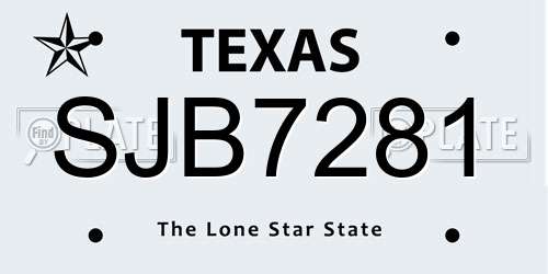 SJB7281 Texas License Plate