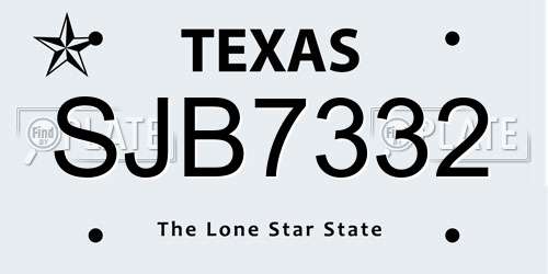 SJB7332 Texas License Plate