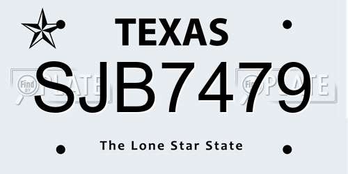 SJB7479 Texas License Plate