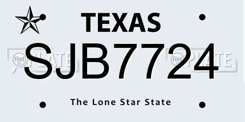 SJB7724 Texas License Plate
