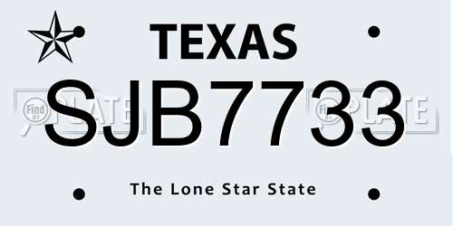 SJB7733 Texas License Plate