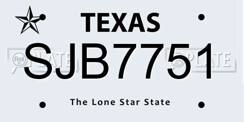 SJB7751 Texas License Plate