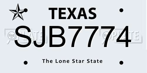 SJB7774 Texas License Plate