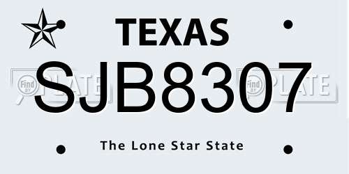 SJB8307 Texas License Plate