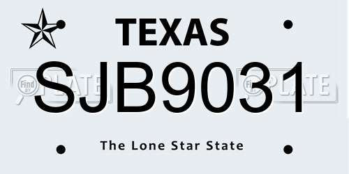 SJB9031 Texas License Plate
