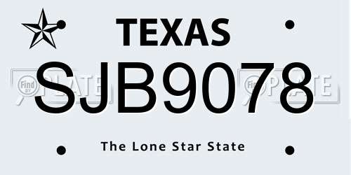 SJB9078 Texas License Plate