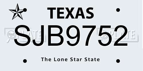SJB9752 Texas License Plate