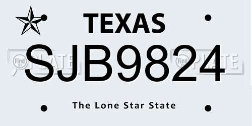 SJB9824 Texas License Plate