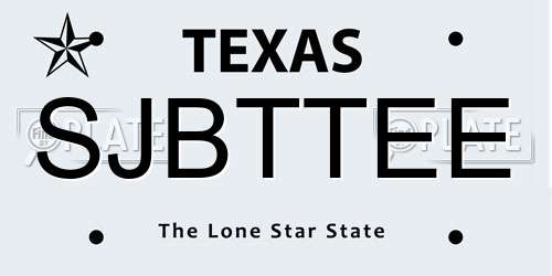 SJBTTEE Texas License Plate