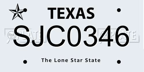 SJC0346 Texas License Plate