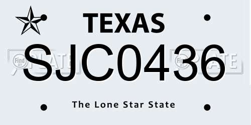 SJC0436 Texas License Plate