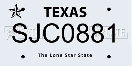 SJC0881 Texas License Plate